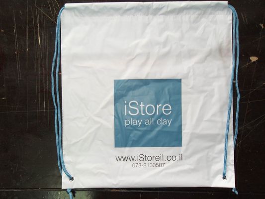 Disesuaikan Putih Plastik Serut Ransel Tas Belanja Toko Apple